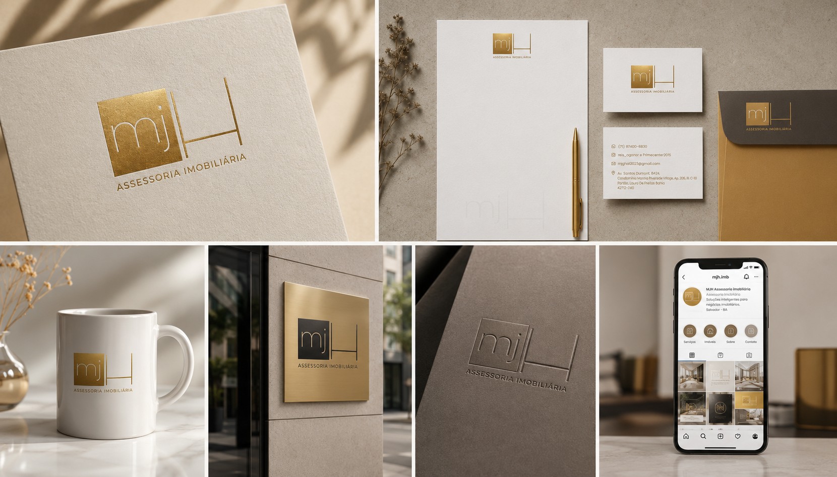 Projeto MJH Assessoria Imobiliária desenvolvido pela Elegance IV e EIV Branding